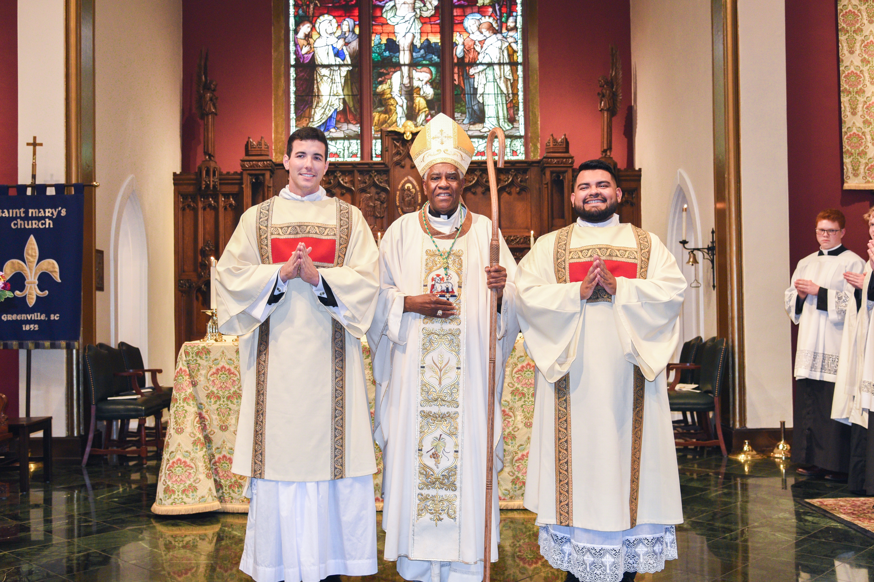 Bishop Fabre-Jeune with Deacons O'Steen and Roman