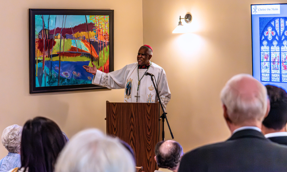 Bishop Jacques Fabre-Jeune, CS, at the opening of Christ on Main June 4.