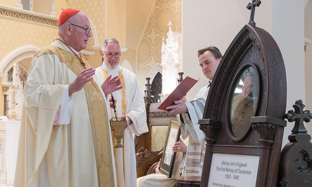 Plaque blessed by Cardinal Dolan memorializing Bishop John England