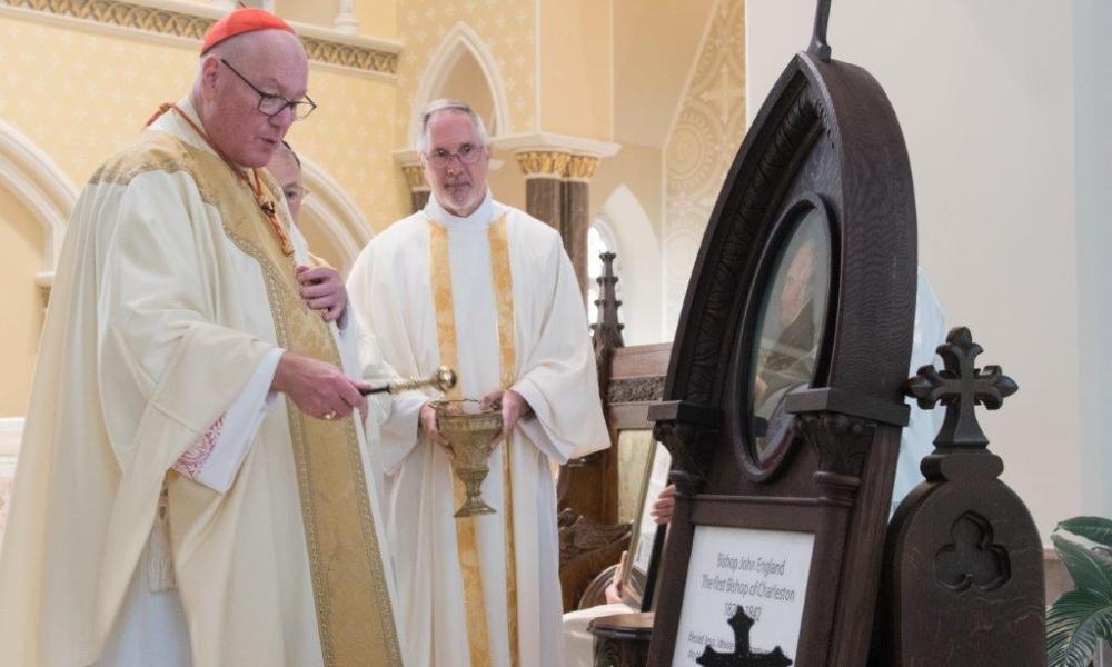 Plaque blessed by Cardinal Dolan memorializing Bishop John England