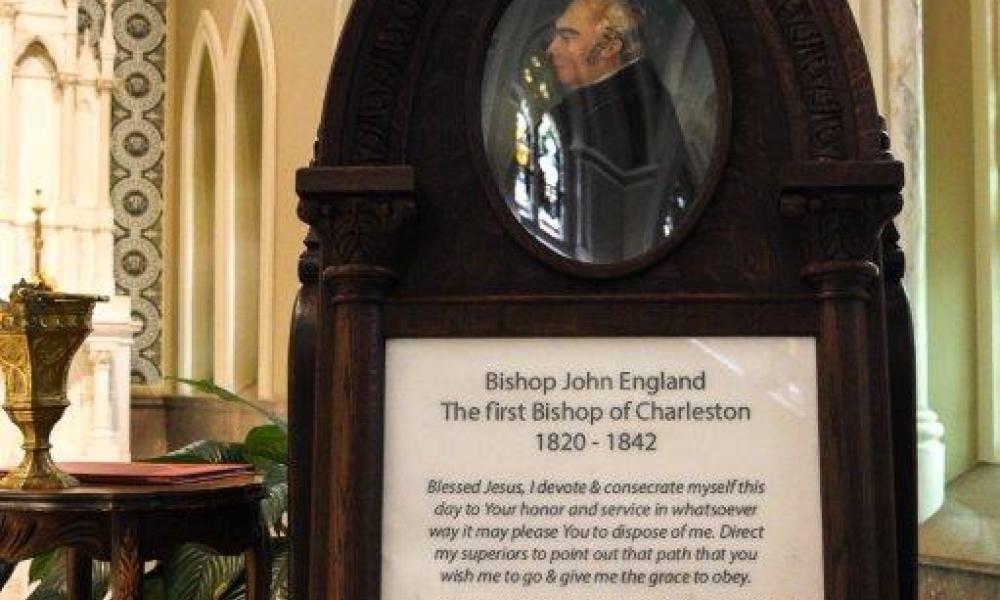 Plaque blessed by Cardinal Dolan memorializing Bishop John England