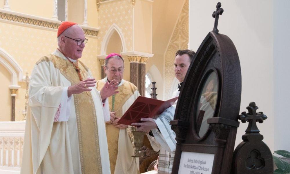 Plaque blessed by Cardinal Dolan memorializing Bishop John England