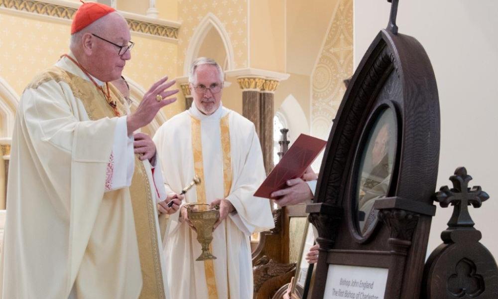 Plaque blessed by Cardinal Dolan memorializing Bishop John England