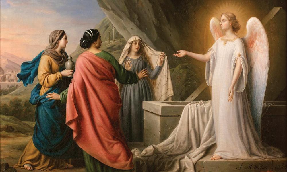 The three women on the tomb of Christ, painting by Irma Martin, CC0