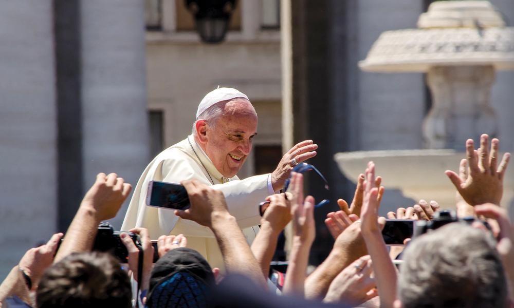 Pope Francis greeting a crowd