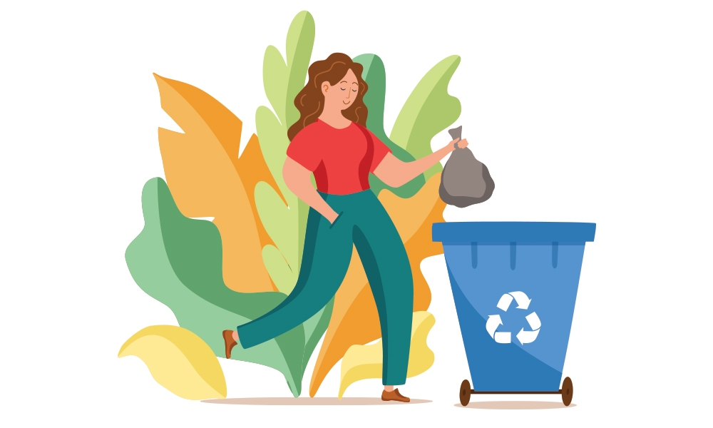 Illustration of woman recycling