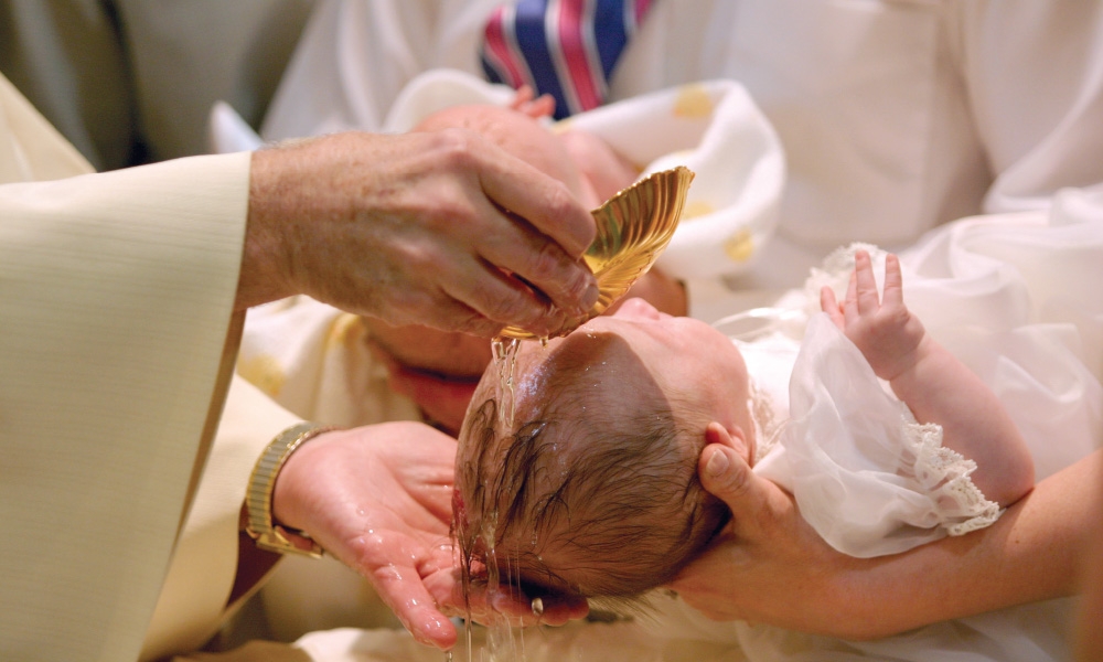 Baby being baptized