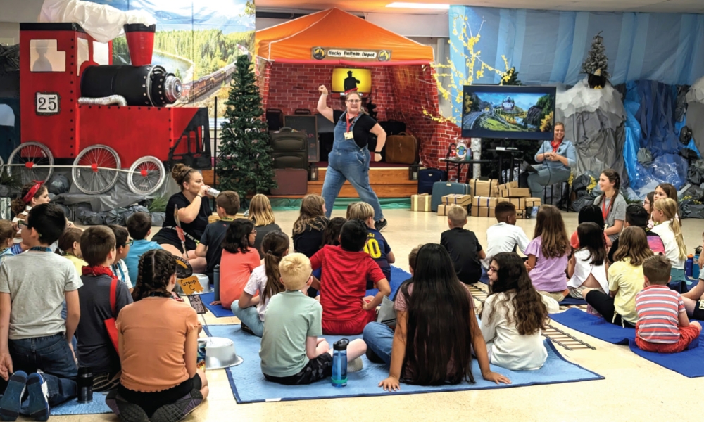 Children watching a presentation at VBS