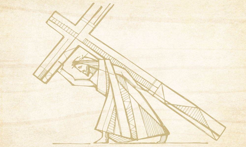 Illustration of Jesus carrying the cross