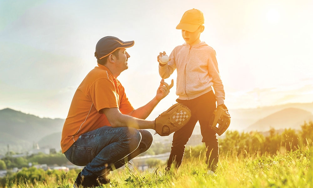Father and son playing catch