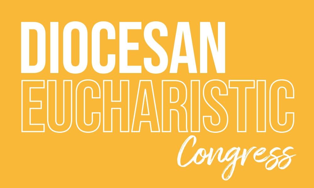 Diocesan Eucharistic Congress in yellow and white text over a golden background