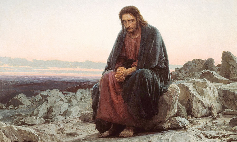 Painting of Christ in the Wilderness by Ivan Kramskoi