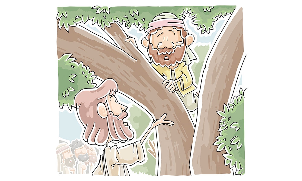 Illustration of Jesus and Zacchaeus