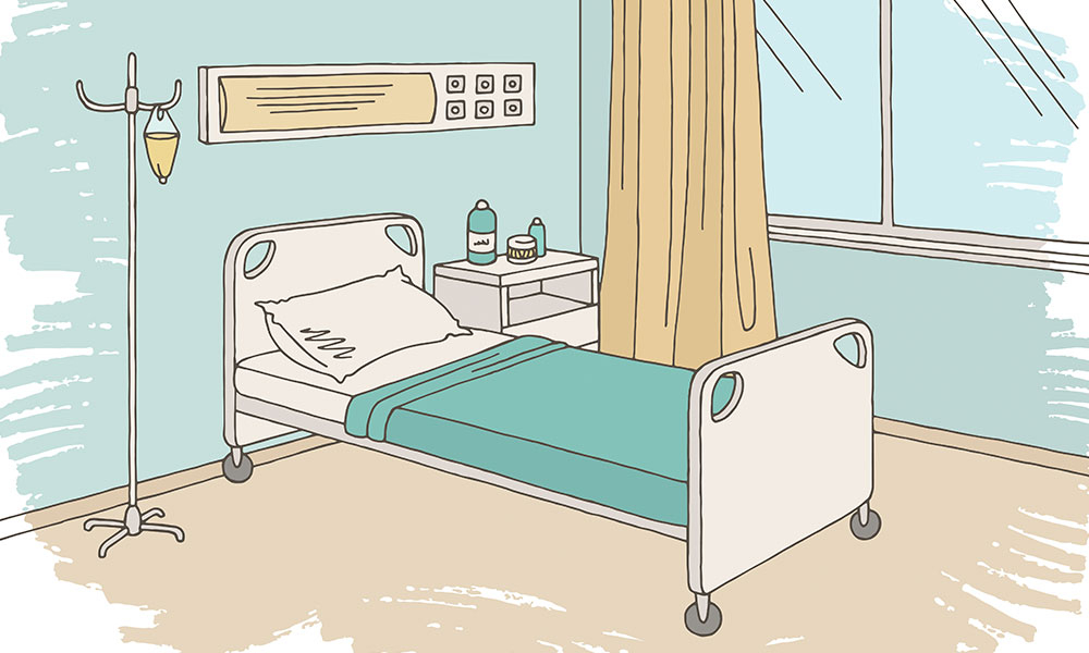 Illustration of a hospital room