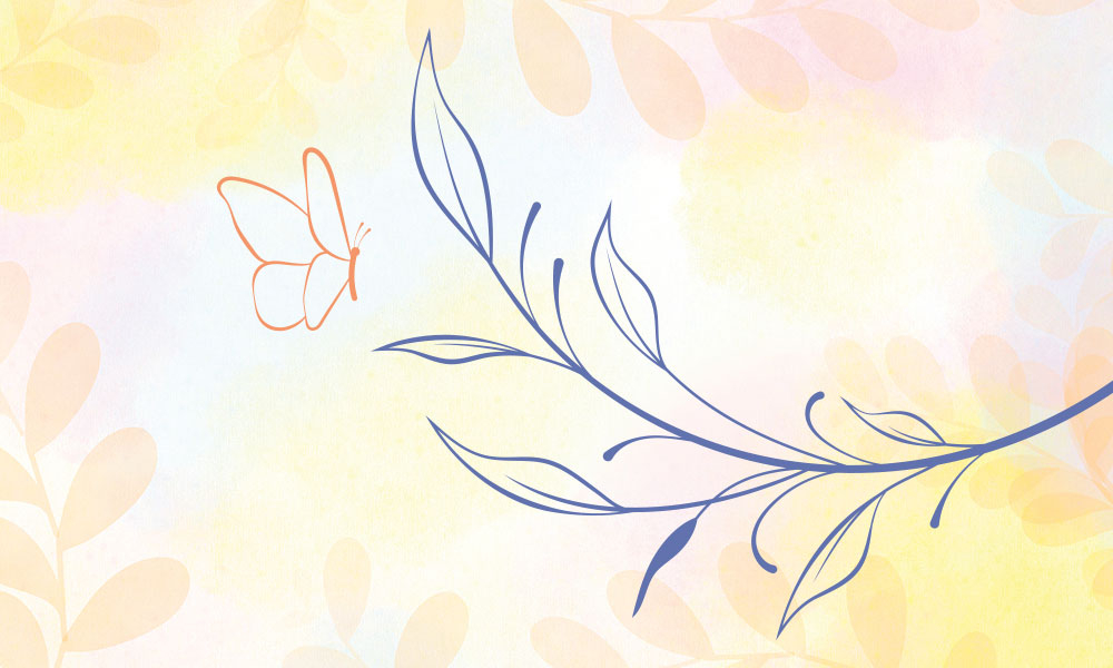 Watercolor illustration of a branch with leaves